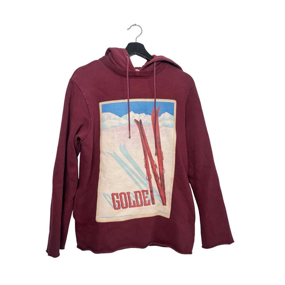 Golden Goose Ski Poster Graphic Hoodie Burgundy SZ S